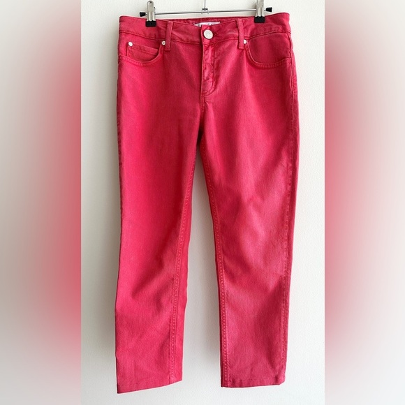 Sandro Paris Cropped Red Denim Jeans, Size 38 (EU) / Size 8 (US) - Picture 2 of 16